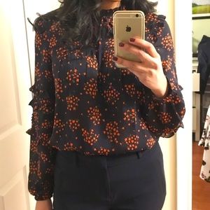 Ann Taylor printed peasant-sleeve blouse